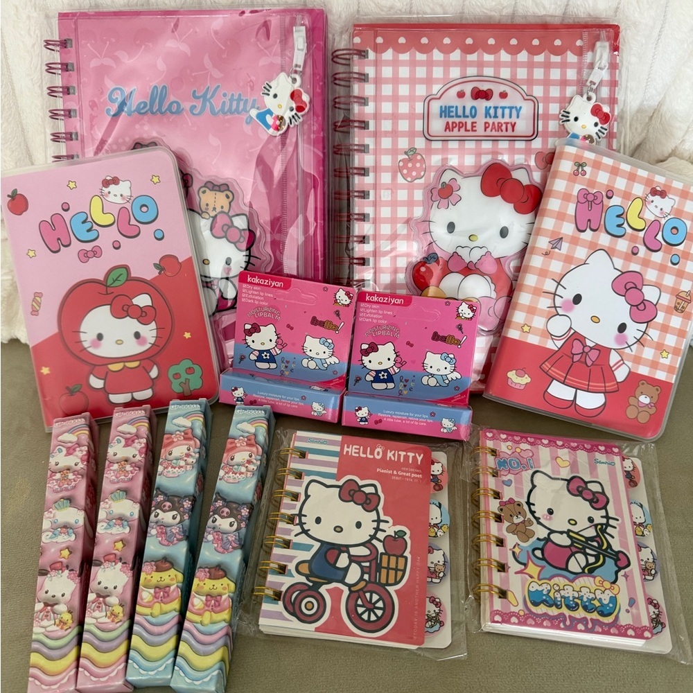 Hello Kitty Pink and Red Stationery 12 Piece Gift Set *NEW*